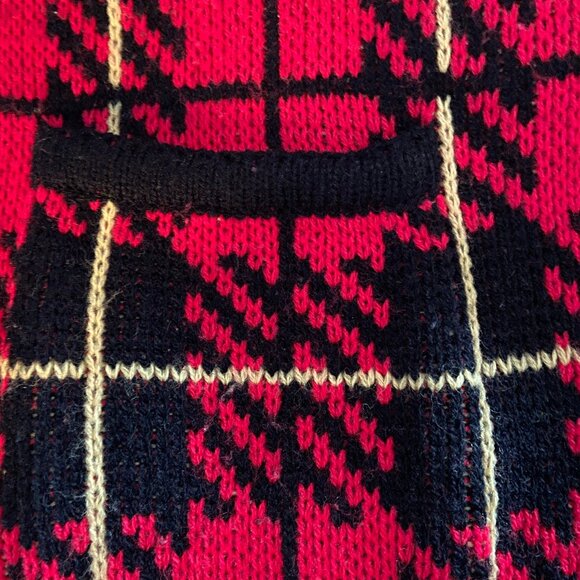 Tally Ho Red and Black Plaid Cardigan Sweater Vintage XL - Picture 2 of 5